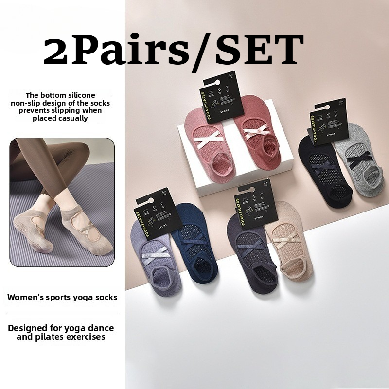 Medias Para Pilates Y Yoga - 2 Paar atmungsaktive, schweißabsorbierende Yoga-Socken aus